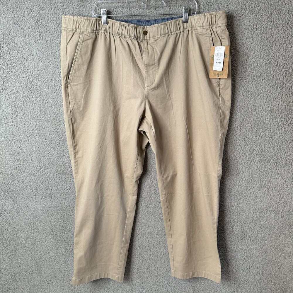 L.L. Bean Mens Lakewashed Khaki Pants XXL Stretch Casual Preppy Ivy Coastal
